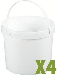 Lot de 4 seaux plastiques 5 litres avec couvercle