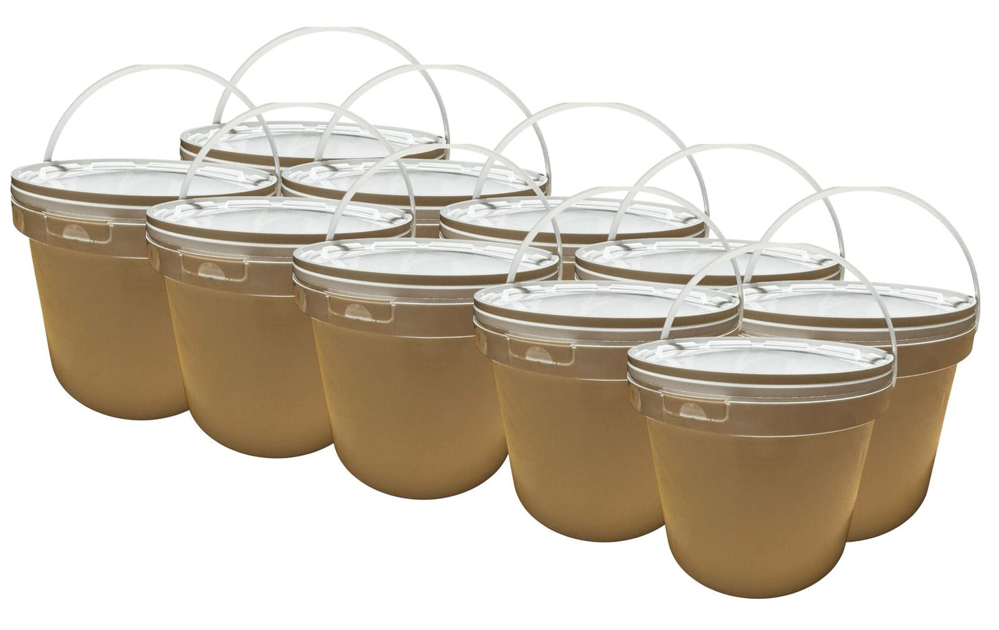 Lot de 10 x Seau 10 L litres en Plastique avec Couvercle – Étanche, Réutilisable et Idéal pour Produits Alimentaires ou Industri