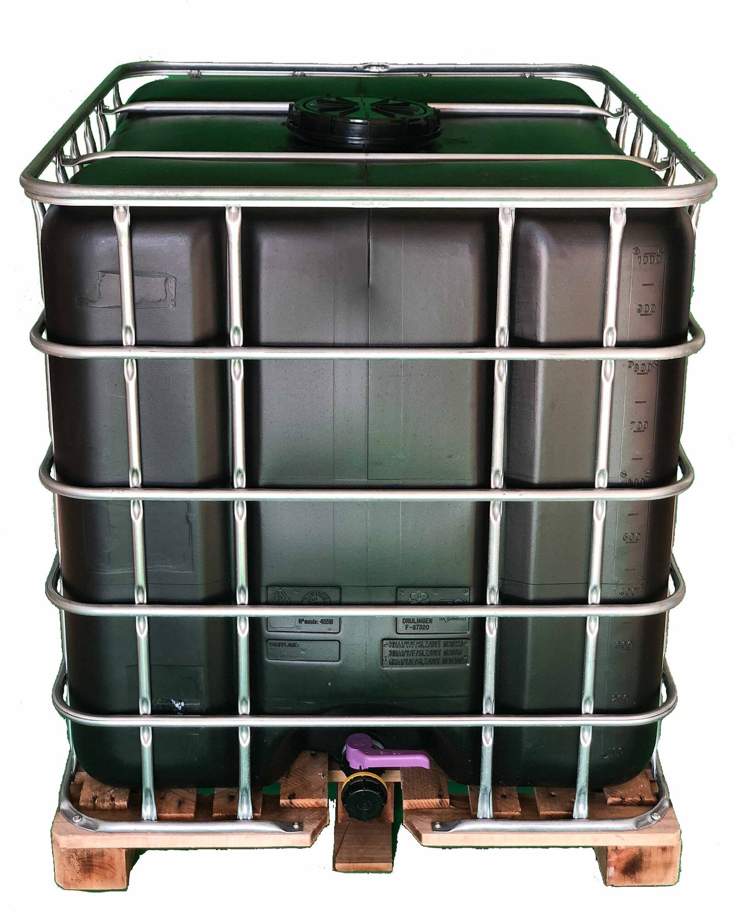 Cuve citerne noire palette bois 1000 Litres récupération eau pluie