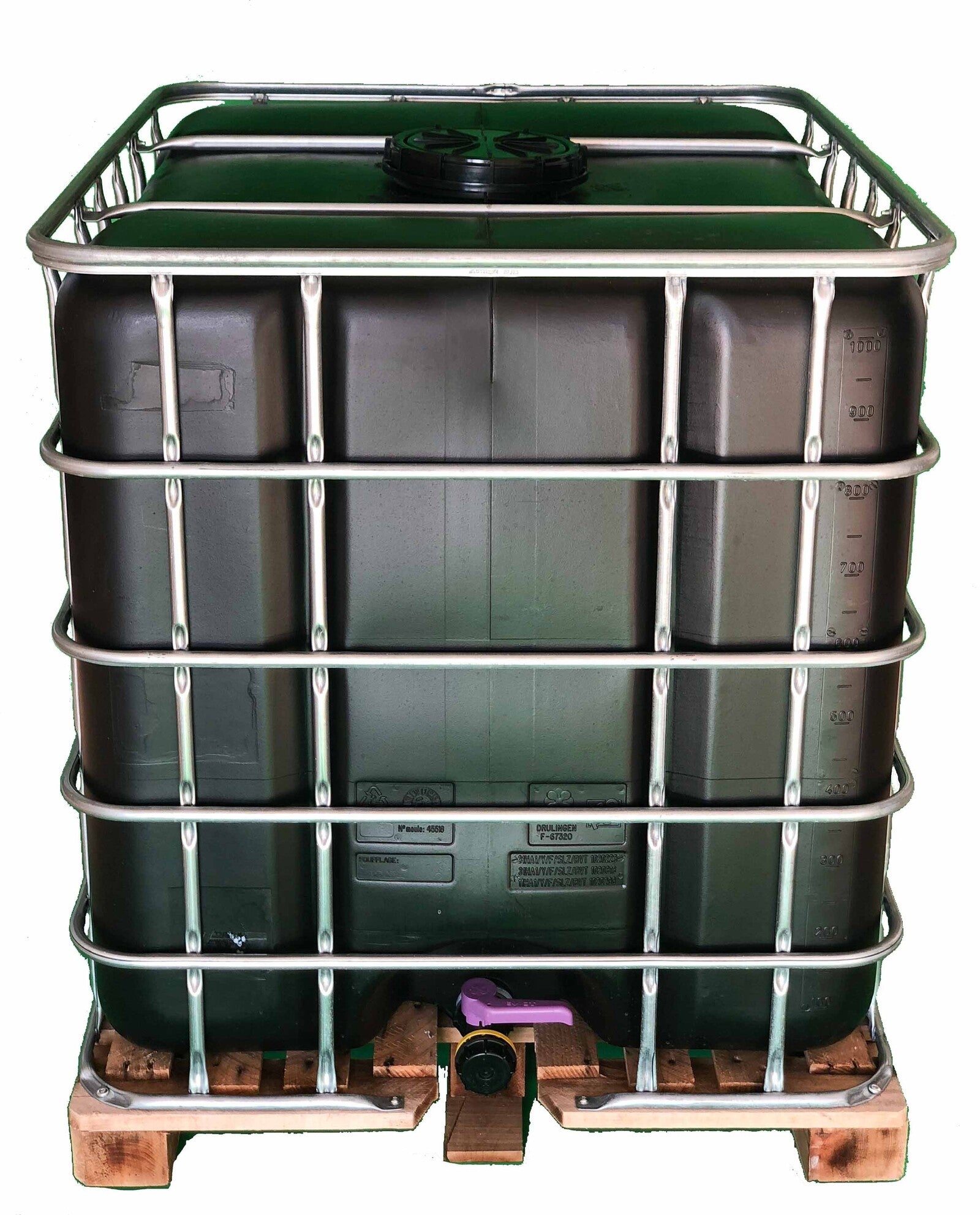Cuve citerne noire palette bois 1000 Litres récupération eau pluie