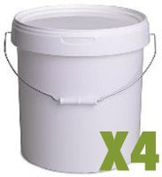 Lot de 4 seaux plastiques 20 litres couvercle inclus