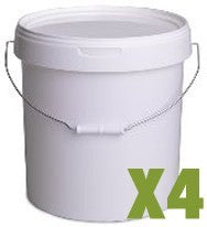 Lot de 4 seaux plastiques 20 litres couvercle inclus