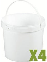 Lot de 4 seaux plastiques 5 litres avec couvercle