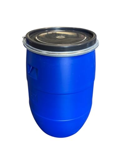 Fût plastique 60 L – Couvercle amovible – Bidon bleu ouverture totale pour stockage liquides et soli