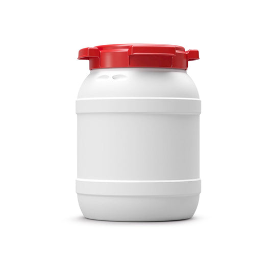 Baril Fut Tonneau Curtec 26 litres Jerrican Tonnelet de Stockage et de Transport à Grande Ouverture, Plastique Blanc et Rouge, C