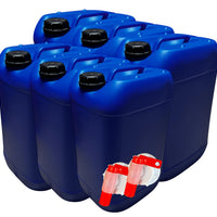 Lot de 6 Bidons Plastique Bleu 25 L avec Bouchon Hermétique DIN 61 et 2 Robinets Verseurs – PEHD