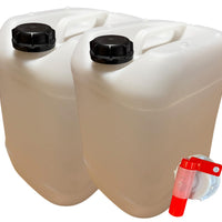 Lot de 2 Bidons Plastique 20 L avec Bouchon et Robinet Verseur – Résistant pour Liquides Alimentaire