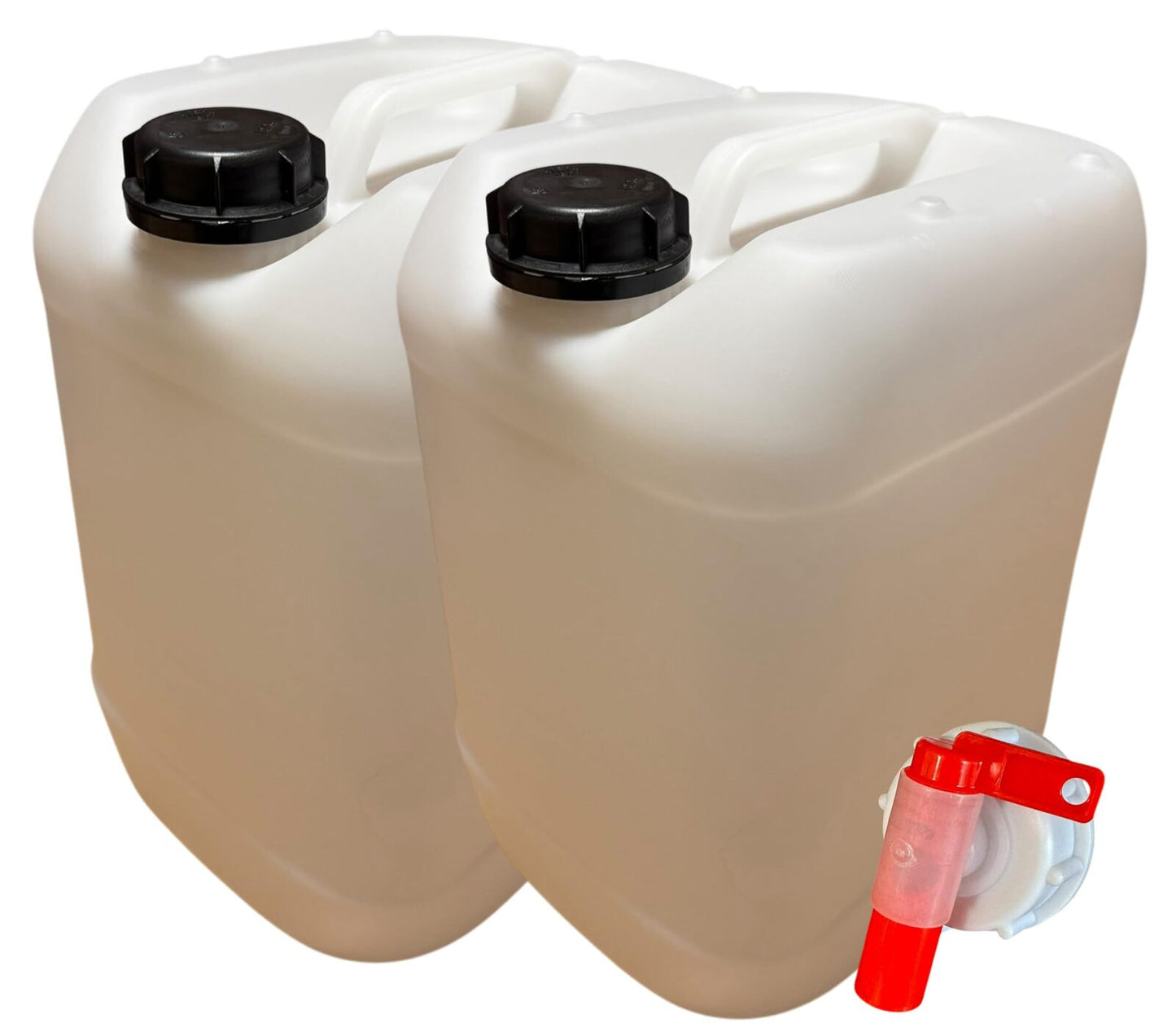 Lot de 2 Bidons Plastique 20 L avec Bouchon et Robinet Verseur – Résistant pour Liquides Alimentaire