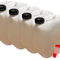 Lot de 4 Bidons Plastique 20 L avec Bouchon et Robinet Verseur – Résistant pour Liquides Alimentaire
