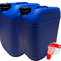 Lot de 2 Bidons Plastique Bleu 20 L avec Bouchon et Robinet Verseur – Résistant pour Liquides Alimen