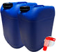 Lot de 2 Bidons Plastique Bleu 20 L avec Bouchon et Robinet Verseur – Résistant pour Liquides Alimen