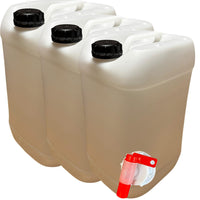 Lot de 3 Bidons Plastique 25 L avec Bouchon Hermétique DIN 61 et 1 Robinet Verseur – PEHD