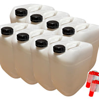 Lot de 8 Bidons Plastique 20 L avec Bouchon et 2 Robinets Verseurs