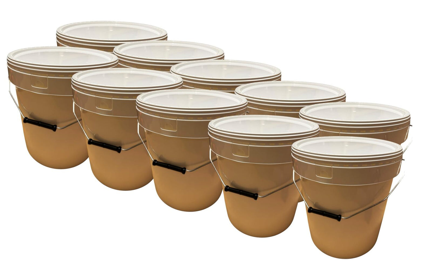 Lot de 10 x Seau Plastique 20 L litres avec Couvercle – Robuste, Étanche et Réutilisable pour Usage Domestique ou Professionnel