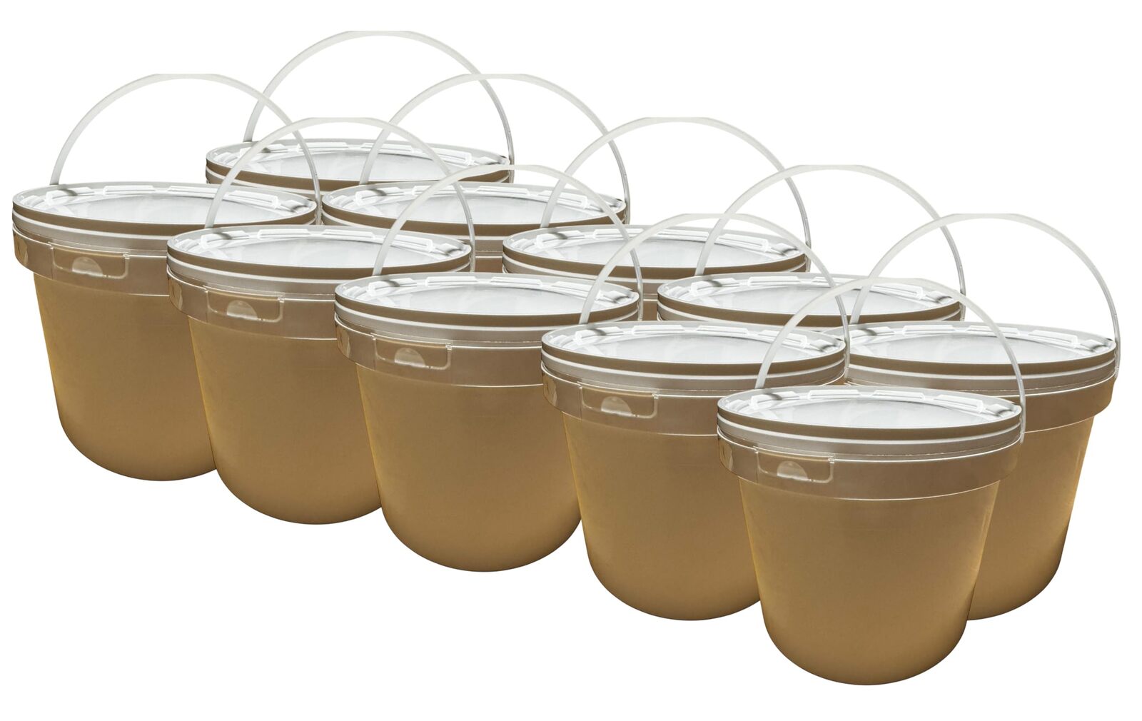 Lot de 10 x Seau 10 L litres en Plastique avec Couvercle – Étanche, Réutilisable et Idéal pour Produits Alimentaires ou Industri