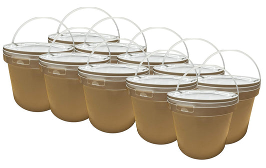 Lot de 10 x Seau 10 L litres en Plastique avec Couvercle – Étanche, Réutilisable et Idéal pour Produits Alimentaires ou Industri