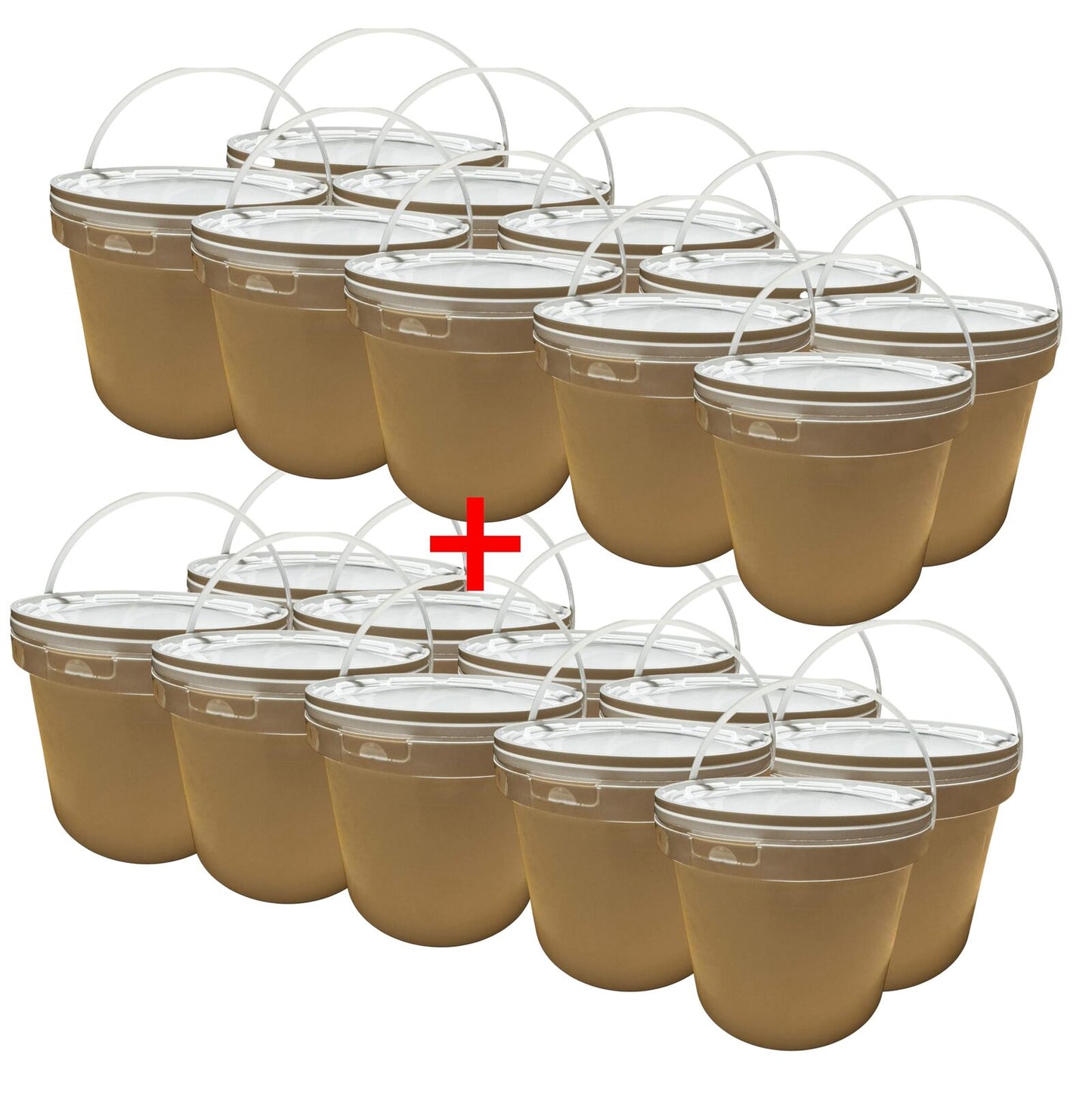 Lot de 20 x Seau 10 L litres en Plastique avec Couvercle – Étanche, Réutilisable et Idéal pour Produits Alimentaires ou Industri