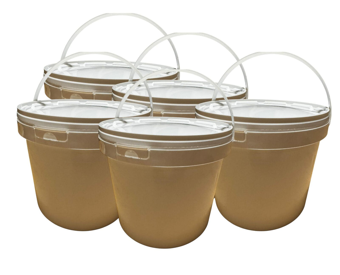 Lot de 5 x Seau 10 L litres en Plastique avec Couvercle – Étanche, Réutilisable et Idéal pour Produits Alimentaires ou Industrie