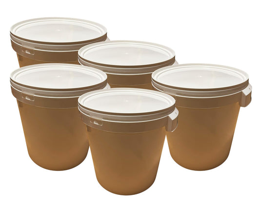 LOT 5 X Seau Plastique 32 L litres avec POIGNÉE RENFORCÉE ET Couvercle HERMÉTIQUE – Durable ET EMPILABLE pour Usage Domestique O