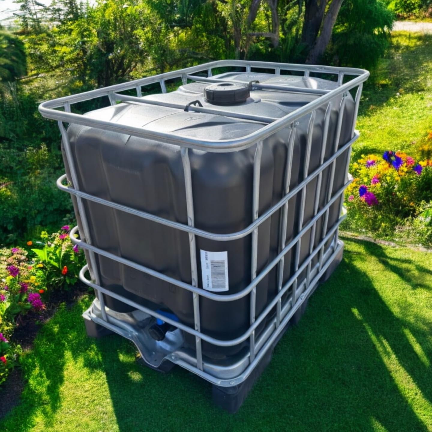 Cuve récupérateur d'eau de pluie 600 L – Citerne compacte anti-UV avec robinet S60x6
