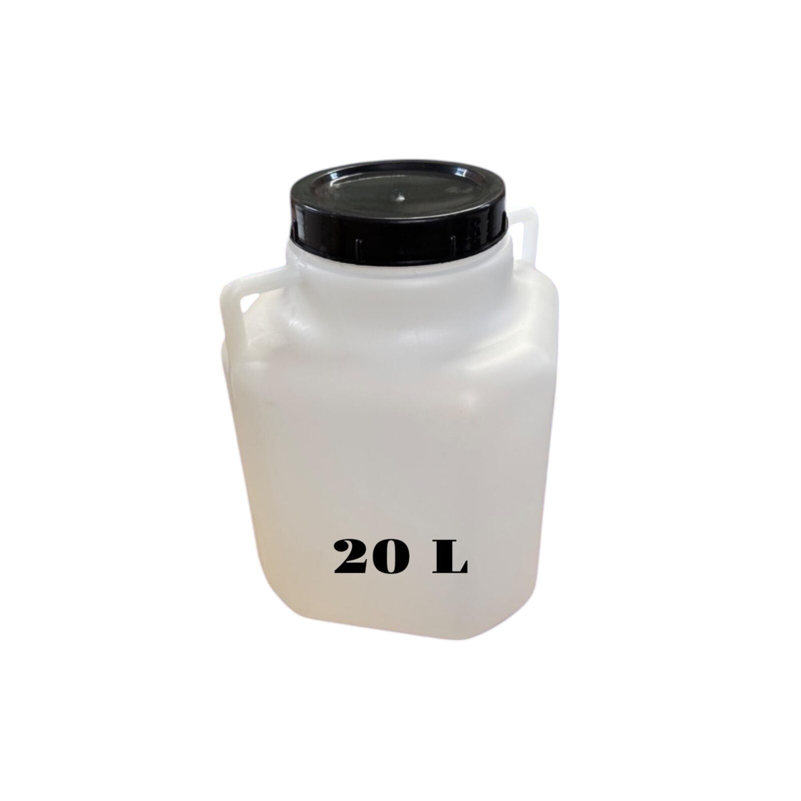 Bidon plastique 20 L — Large ouverture Ø18,5 cm — Stockage alimentaire et eau potable — Poignée et c