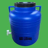 Bidon plastique alimentaire 60 L – Couvercle grande ouverture et robinet – Fermentation