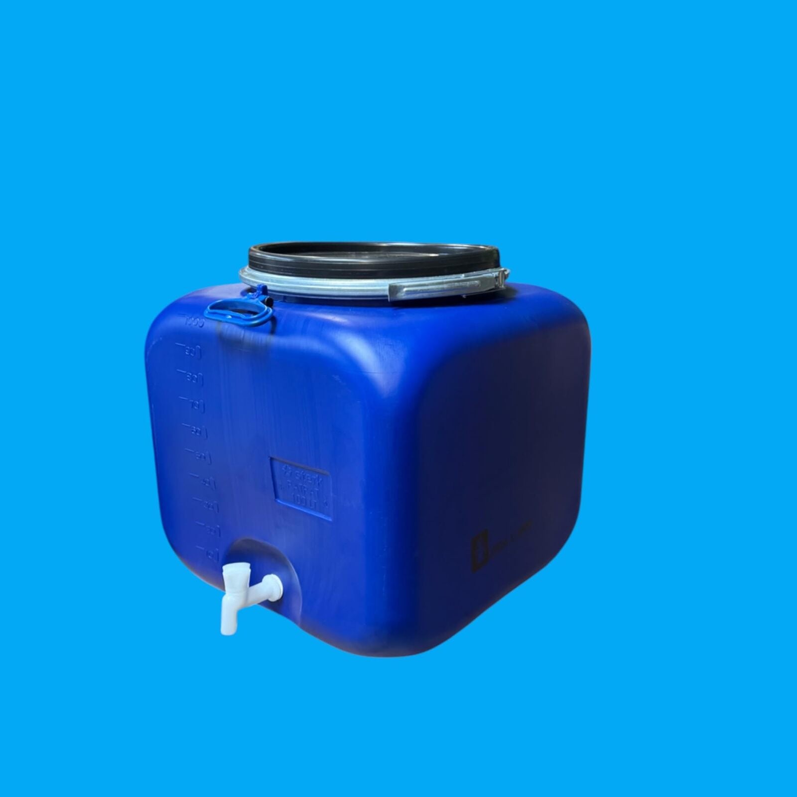 Bidon plastique carré 100 L – Robinet et couvercle Ø34 cm – Réservoir HDPE alimentaire
