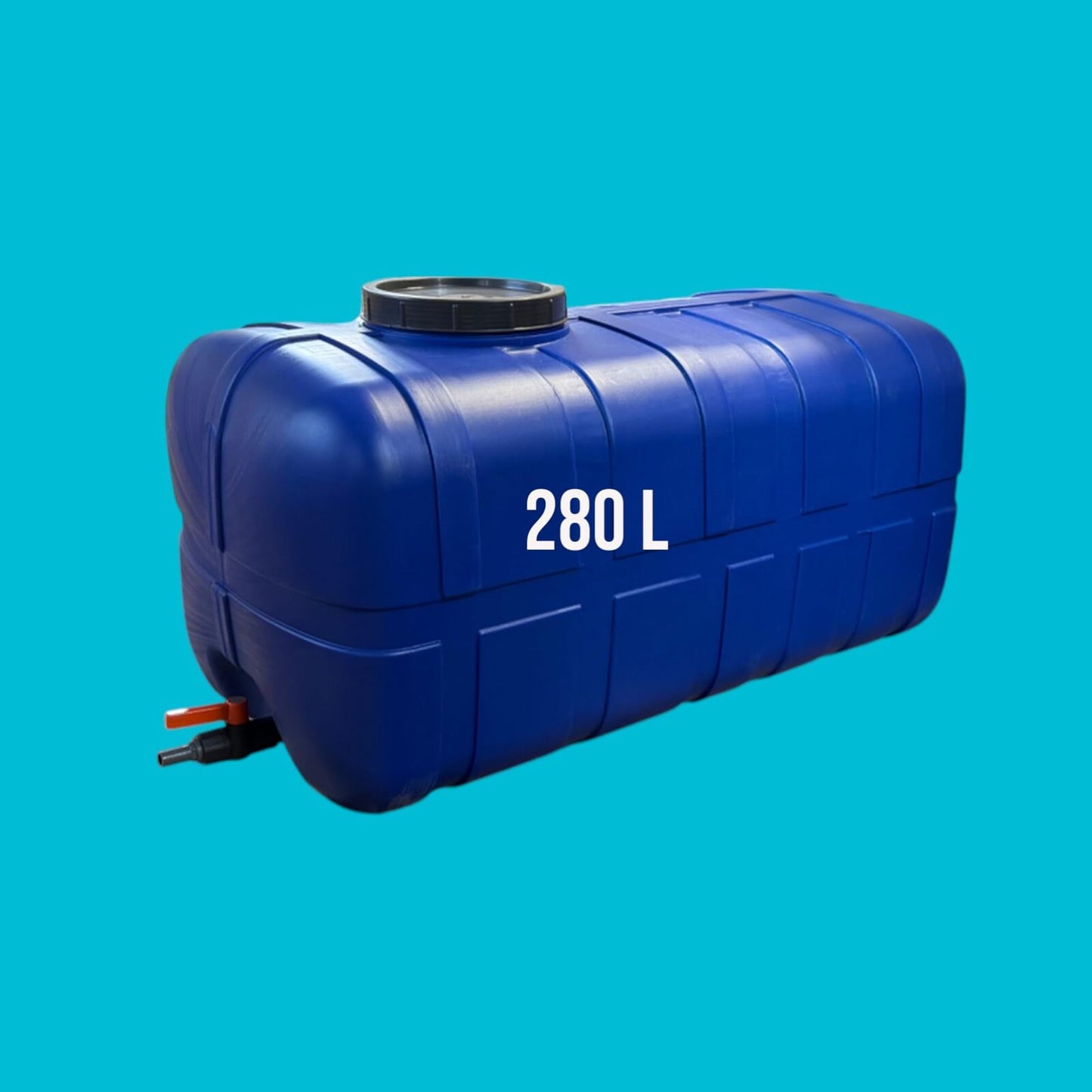 Réservoir eau potable 280 L bleu – Filetage 3/4" intégré avec vanne de vidange – Fabriqué en UE