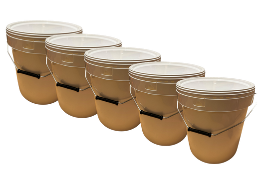 Lot de 5 Seaux Plastiques 20 L avec Couvercle Hermétique – Robustes, Étanches et Empilables - Jordan & Jordan