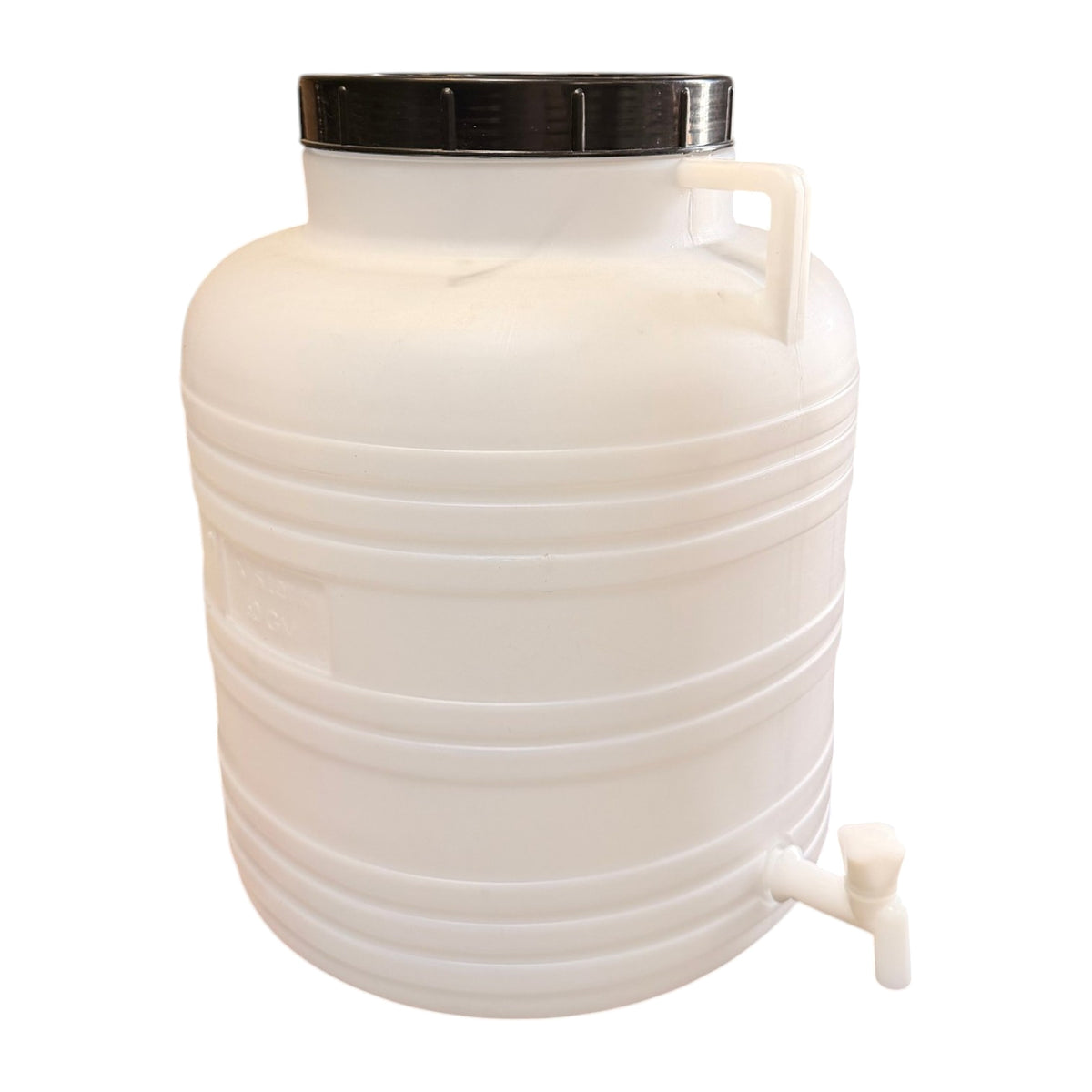Fût alimentaire 60 L blanc avec robinet et couvercle à visser