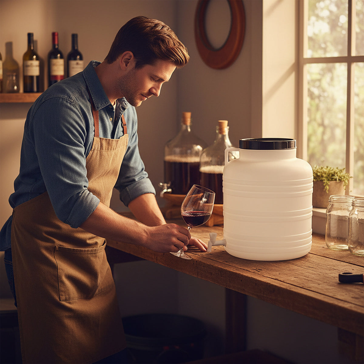 Fût alimentaire 60 L blanc avec robinet pour vin et vinification amateur