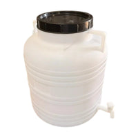 Fût alimentaire 60 L blanc vue 3/4 avec deux poignées
