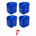Lot de 4 bidons plastique bleus 20 L avec bouchon DIN 61 et 1 robinet verseur