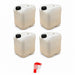 Lot de 4 bidons plastique 20 L naturels avec bouchon et 1 robinet verseur