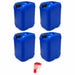 Lot de 4 bidons plastique bleus 25 L avec bouchon DIN 61 et 1 robinet verseur