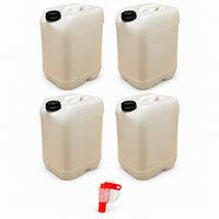 Lot de 4 bidons plastique 25 L naturels avec bouchon DIN 61 et 1 robinet verseur
