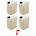Lot de 4 bidons plastique 25 L naturels avec bouchon DIN 61 et 1 robinet verseur