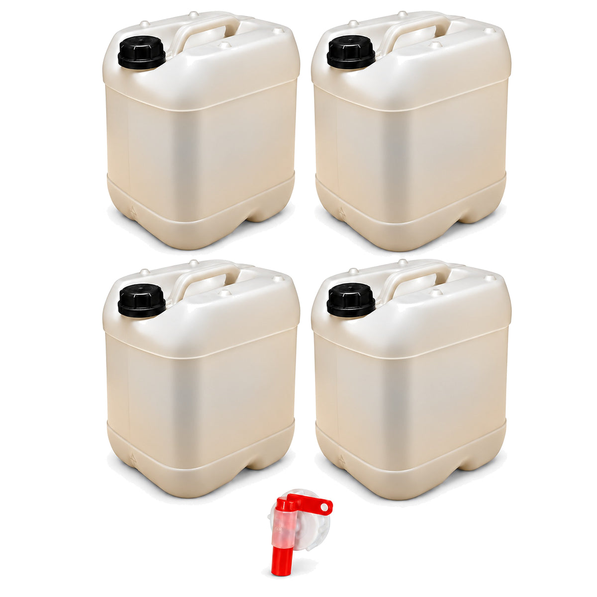 Lot de 4 bidons plastique 30 L avec robinet verseur
