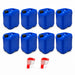 Lot de 8 bidons plastique bleus 20 L avec bouchon et 2 robinets verseurs