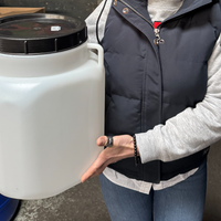 Plastic 5L water and food storage jug by Jordan & Jordan with large opening, durable, leak-proof, suitable for potable water and food.