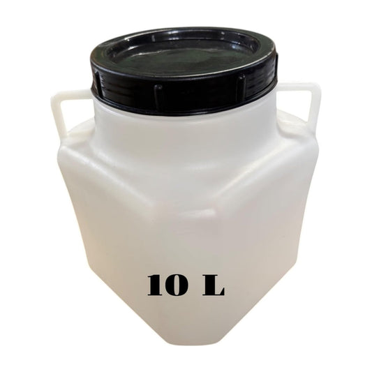 Bidon plastique 10 L — Large ouverture Ø13,5 cm — Stockage alimentaire et eau potable — Poignée et couvercle
