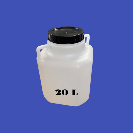 Bidon plastique 20 L — Large ouverture Ø18,5 cm — Stockage alimentaire et eau potable — Poignée et couvercle