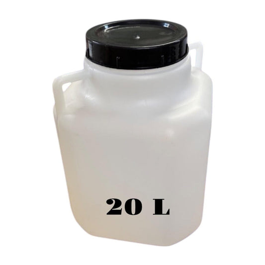 Bidon plastique 20 L — Large ouverture Ø18,5 cm — Stockage alimentaire et eau potable — Poignée et couvercle