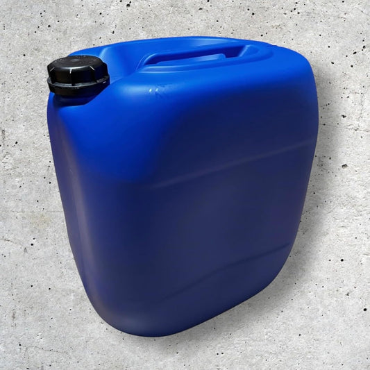 Bidon plastique 30 L bleu — Plastique robuste — Stockage sécurisé alimentaire et chimique — Poignée et bouchon