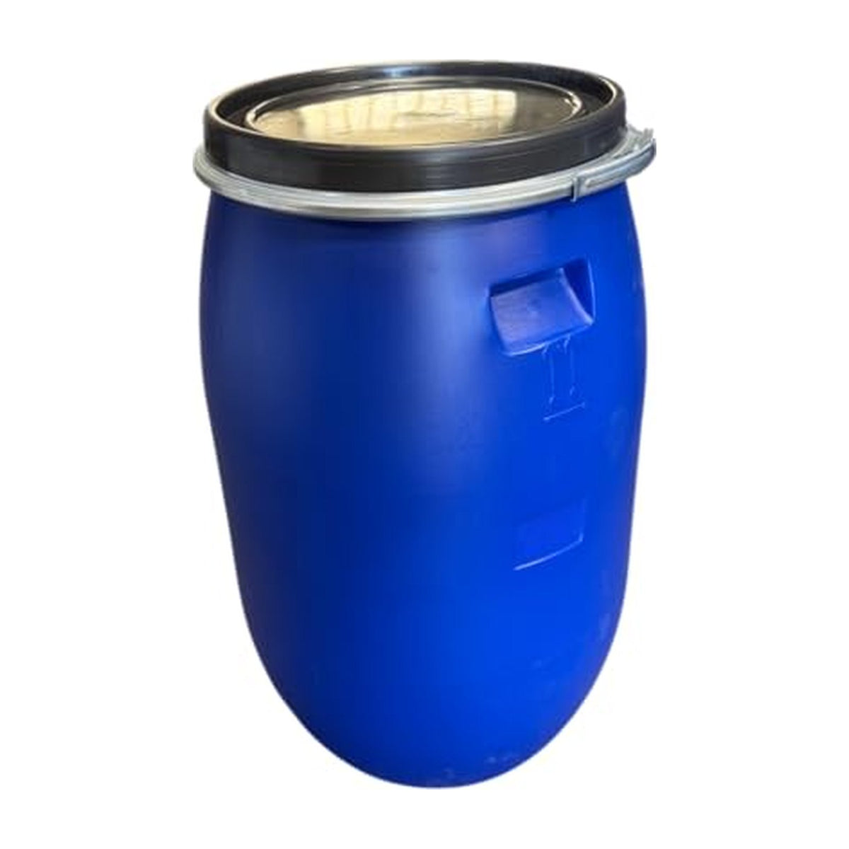 Fût plastique 120 L bleu vue 3/4
