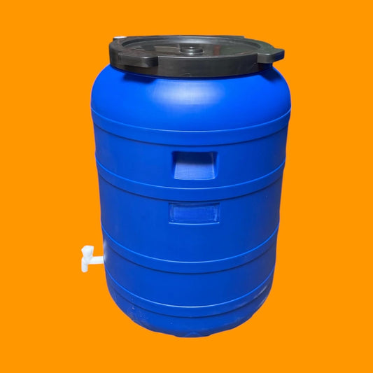 Fût plastique 420 L – Couvercle à visser et robinet – Stockage eau, aliments et liquides