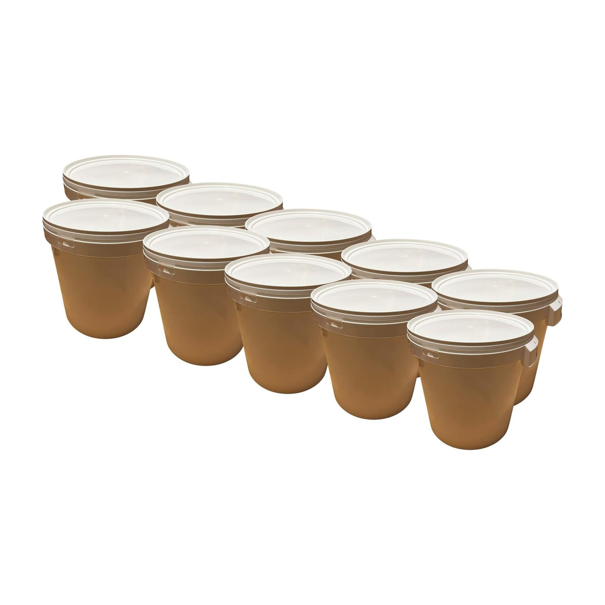 Lot de 10 seaux plastiques 32 L avec couvercle hermétique – Empilables avec poignée renforcée