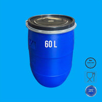 Lot de 2 fûts plastiques 60 L avec couvercle amovible et cerclage