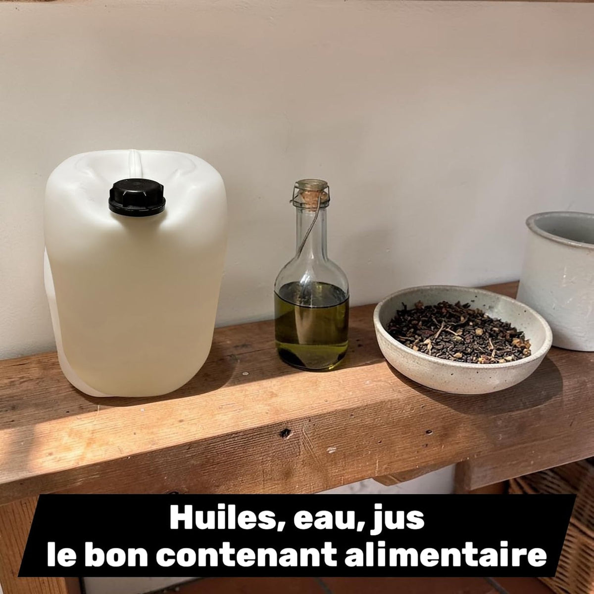 Lot de 5 Jerricans 5 L avec bouchon étanche et robinet verseur – Bidons plastiques PEHD alimentaires