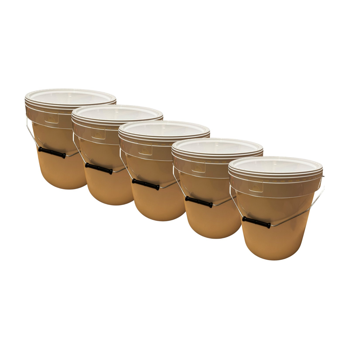 Lot de 5 Seaux Plastiques 20 L avec Couvercle Hermétique – Robustes, Étanches et Empilables